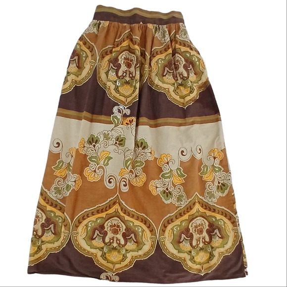 Lux Dresses & Skirts - Vintage Lux Maxi Skirt w/ Earth Tone Print Size Small Boho Hippie Festival